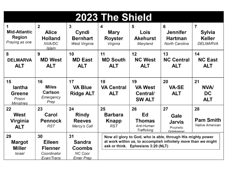 Prayer Calendar Aglow Mid Atlantic Region