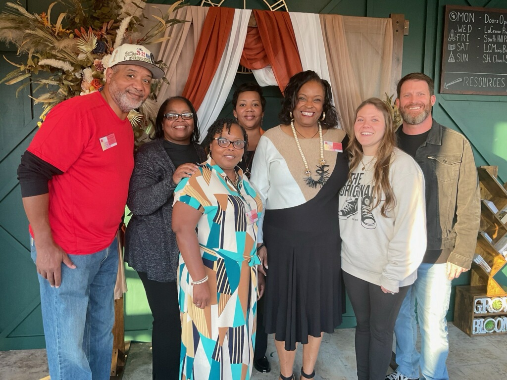 Pastors Edward and Alfredia Lee, Latonja Harris, Marilynn Cabiness, Rachel Brown, Stacey and Pastor Joey Hanel took a moment to share some smiles for the camera!